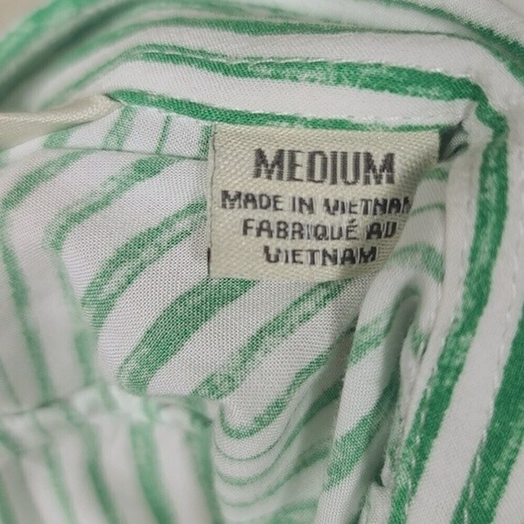 Anthropologie 11.1 Tylho Percy Striped Green White Button Down Tunic Top M - Picture 6 of 8